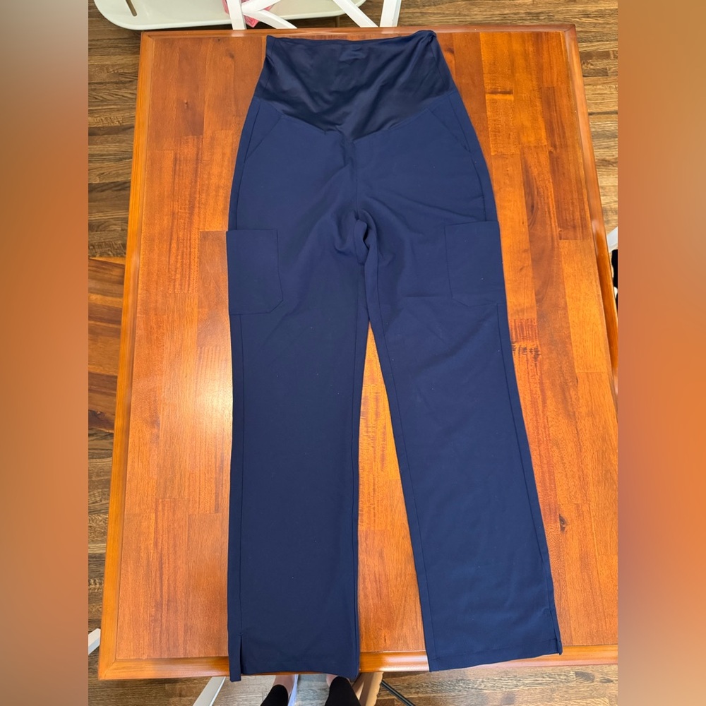 Mandala Maternity Cargo Scrub Pants S/Tall Navy